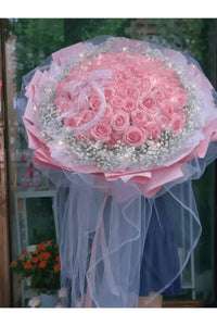 99 Roses Flowers Bouquet & Led Light Everlasting Soap Roses