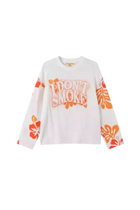 IDontSmoke Orange Floral Long Sleeve Tee