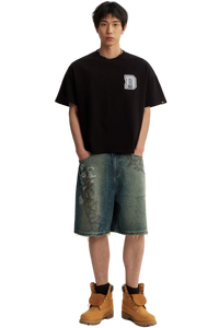 Dangerous People Retro Graffiti Denim Shorts