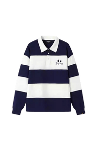 Dangerous People Wide Striped Long Sleeve Polo Tee - ShaLaoBan