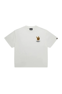 Dangerous People Bee Paper Bag Embroidery Logo Tee in white with unique logo design on the front