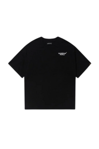 Back view of Dangerous People graphic tee in black featuring a stylish logo print