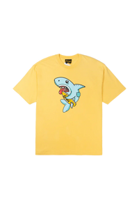 Drew House Figment SS Tee in Yellow featuring playful shark graphic on the front