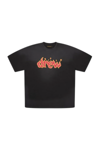 Drew House Fire Lit SS Tee in Black with Vibrant Flame-Style Logo