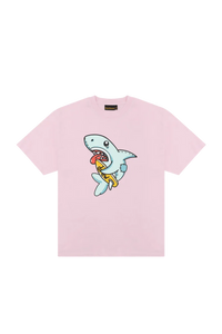 Drew House Phantasm SS Tee in pink with playful shark graphic for casual wear