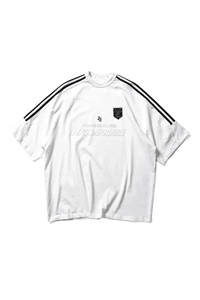 Masonprince Champion League Tee White Short Sleeve Shirt with Black Stripes and Logo