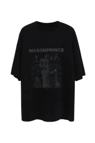 Masonprince Portrait Paint Tee in Black with Artistic Graphic Design for Unique Style