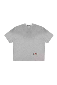 Gray Masonprince reversed style tee with short sleeves and small logo patch near hem