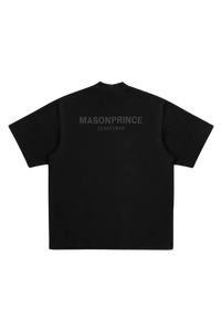 Black Masonprince Spokesman tee with bold logo text on the back in gray lettering