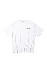 Masonprince Spray Paint Tee in white, featuring a minimalistic logo design on the front