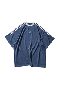 Masonprince Triple Stripe Tee in Navy with White Stripes and Logo for a Stylish Look