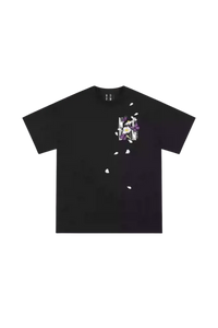 Black MEDM Falling Petals Embroidery Tee by Mr Enjoy Da Money with floral and petal design on front