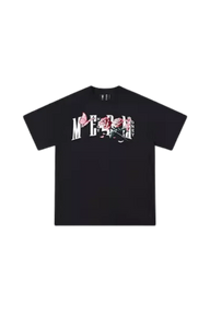 MEDM Rose Butterfly Embroidery Tee in black with floral design for stylish casual wear