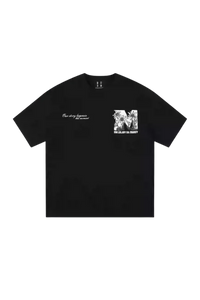 MEDM SS25 Big M Daisy Print Tee in black featuring a unique graphic design on the chest