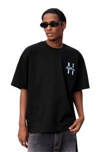 Mr Enjoy Da Money MEDM SS25 Felt Embossed Basic Tee in Black for a stylish casual look