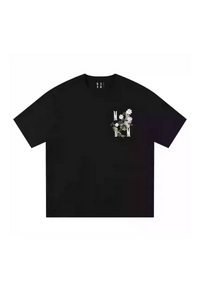 Black MEDM SS25 Floral Embroidery Tee with vibrant flower design on the chest