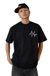 MEDM SS25 Four Color Velvet Embossed Tee in Black with Stylish Design and Comfortable Fit for Casual Wear
