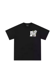 MEDM Summer Flowers Embroidery Tee in black featuring floral design on the front