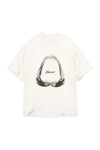 Represent Shark Jaws Tee in White featuring bold graphic design and relaxed fit for casual wear