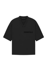 Fear Of God Essentials SS23 V-Neck Tee in black with relaxed fit and minimalistic design