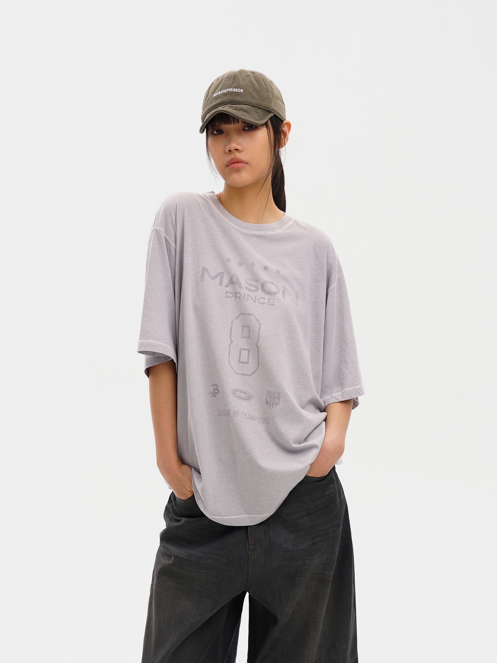 Masonprince  Dyed Printed Short-Sleeved T-Shirt (Double Version)