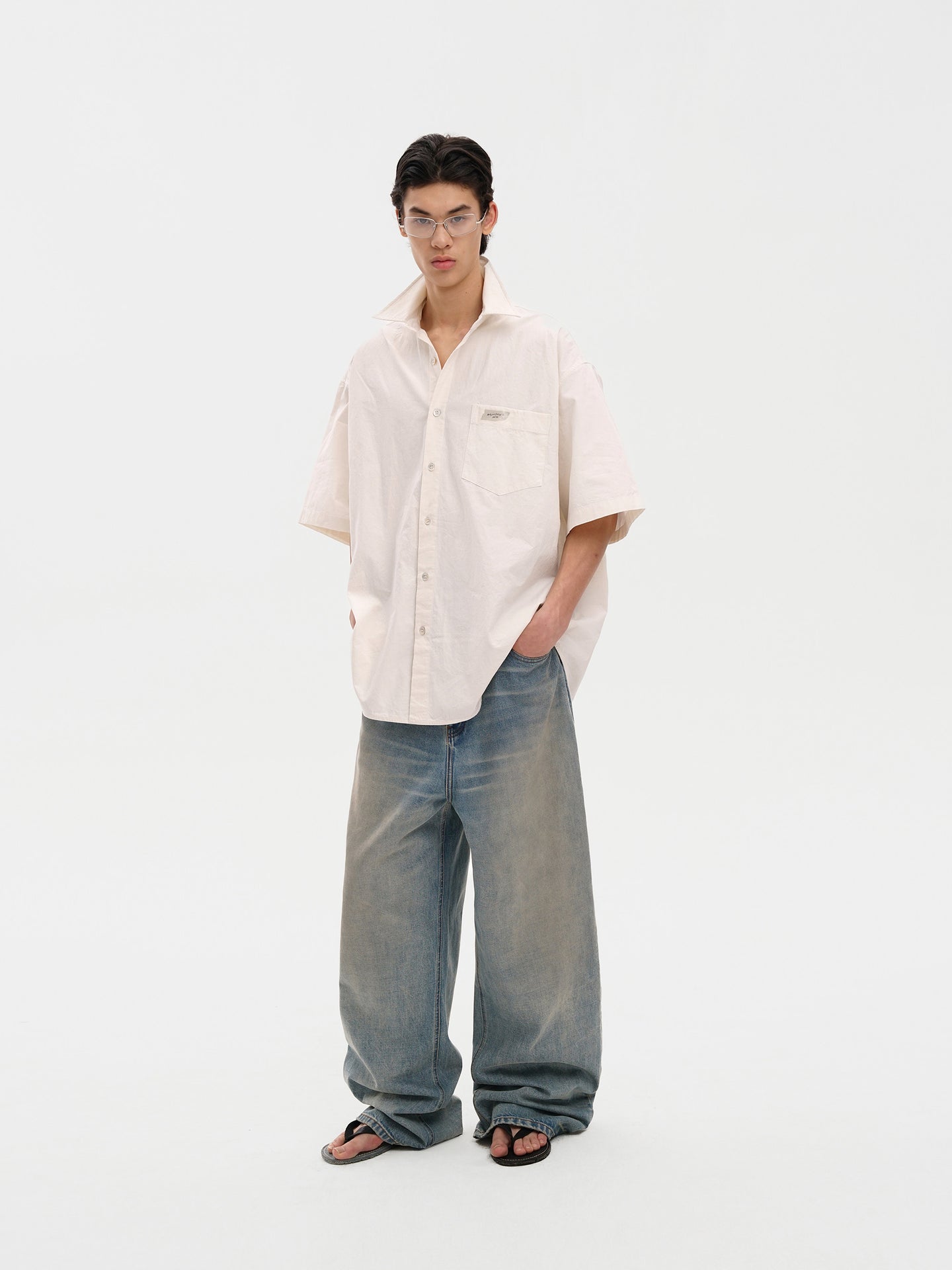 Masonprince Handwritten Label Pima Cotton Short-Sleeved Shirt