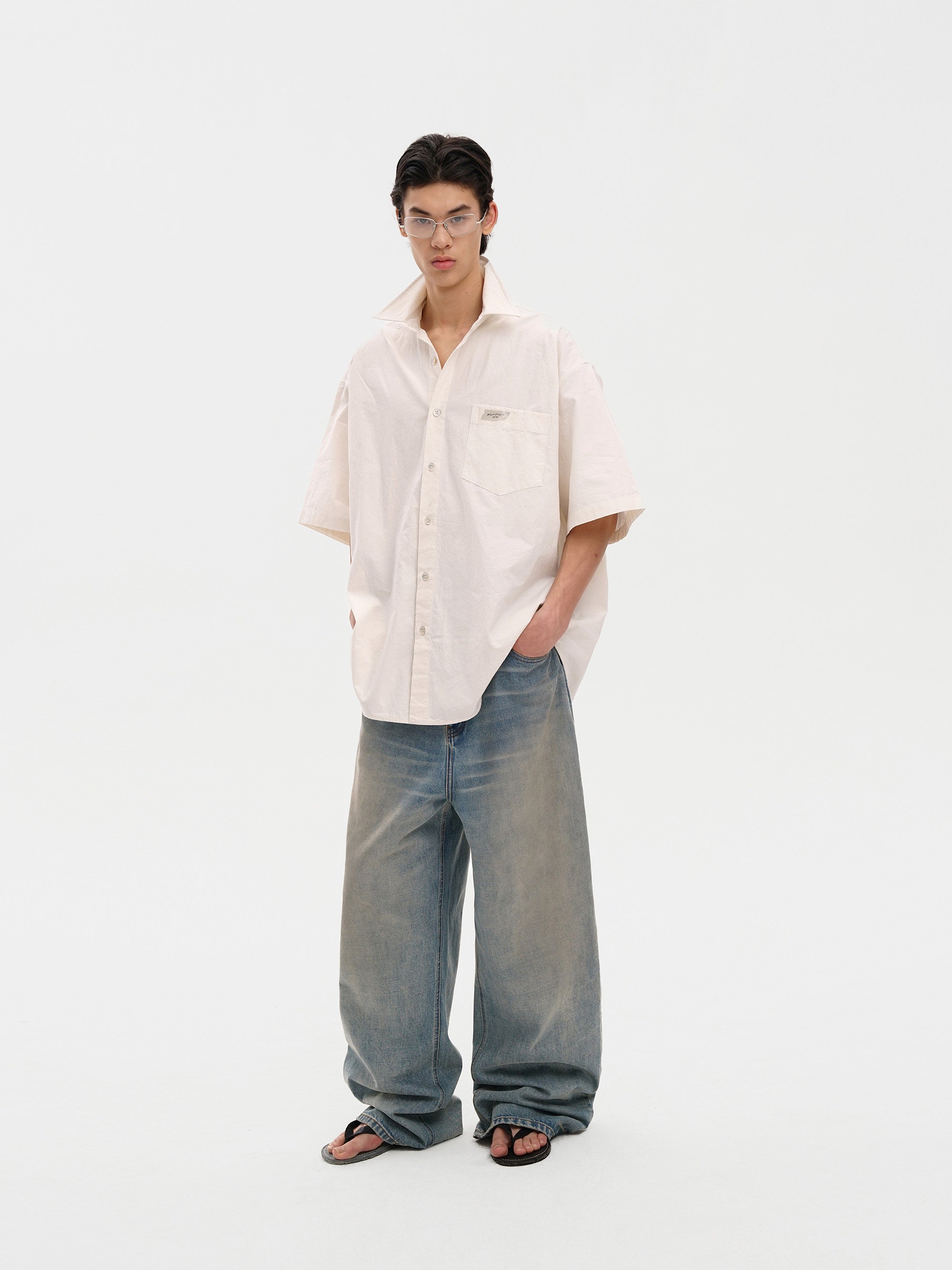 Masonprince Handwritten Label Pima Cotton Short-Sleeved Shirt