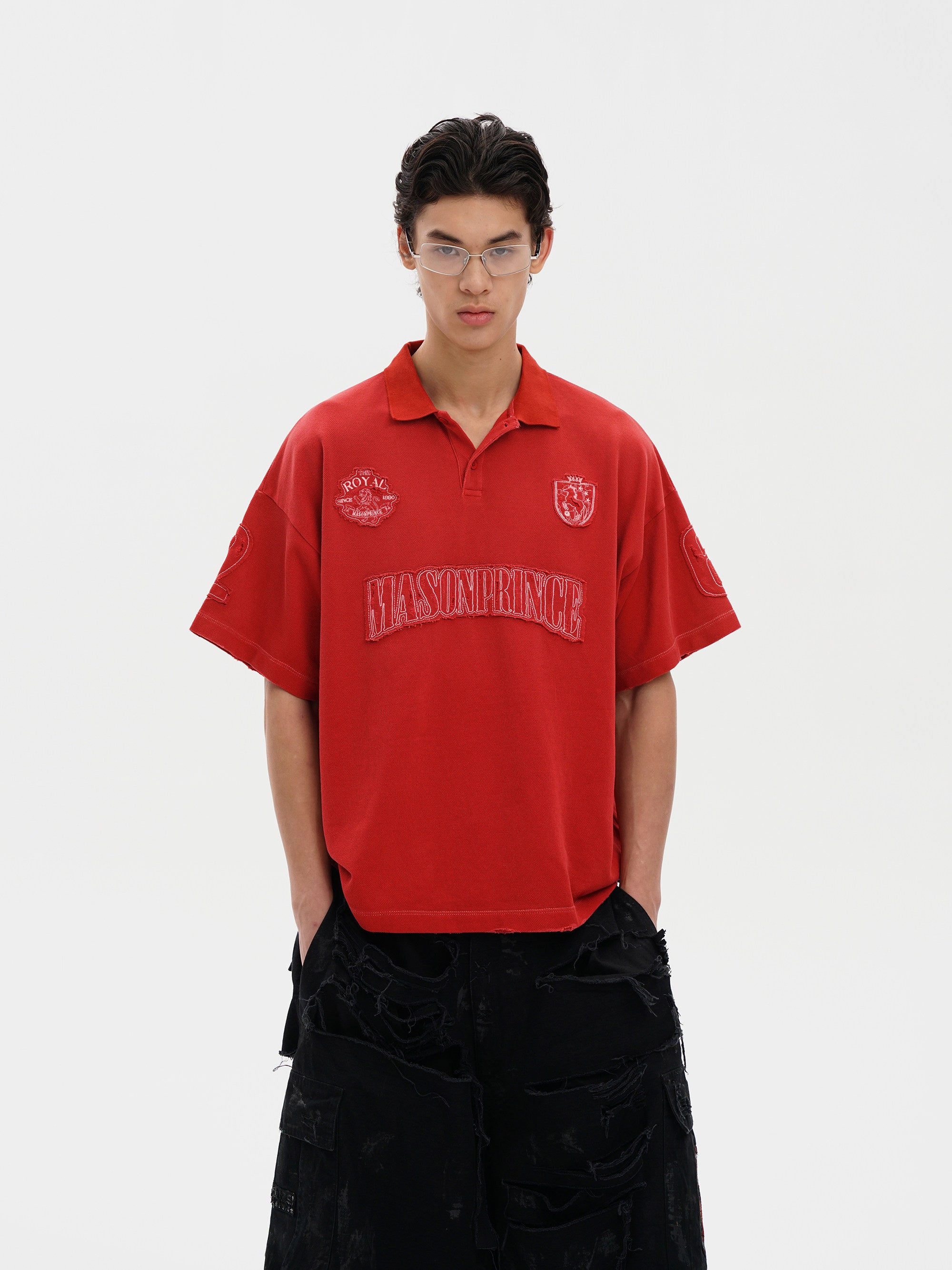 Masonprince Sports Horse Racing Destruction Patch Short Sleeve Polo Equestrian Patch