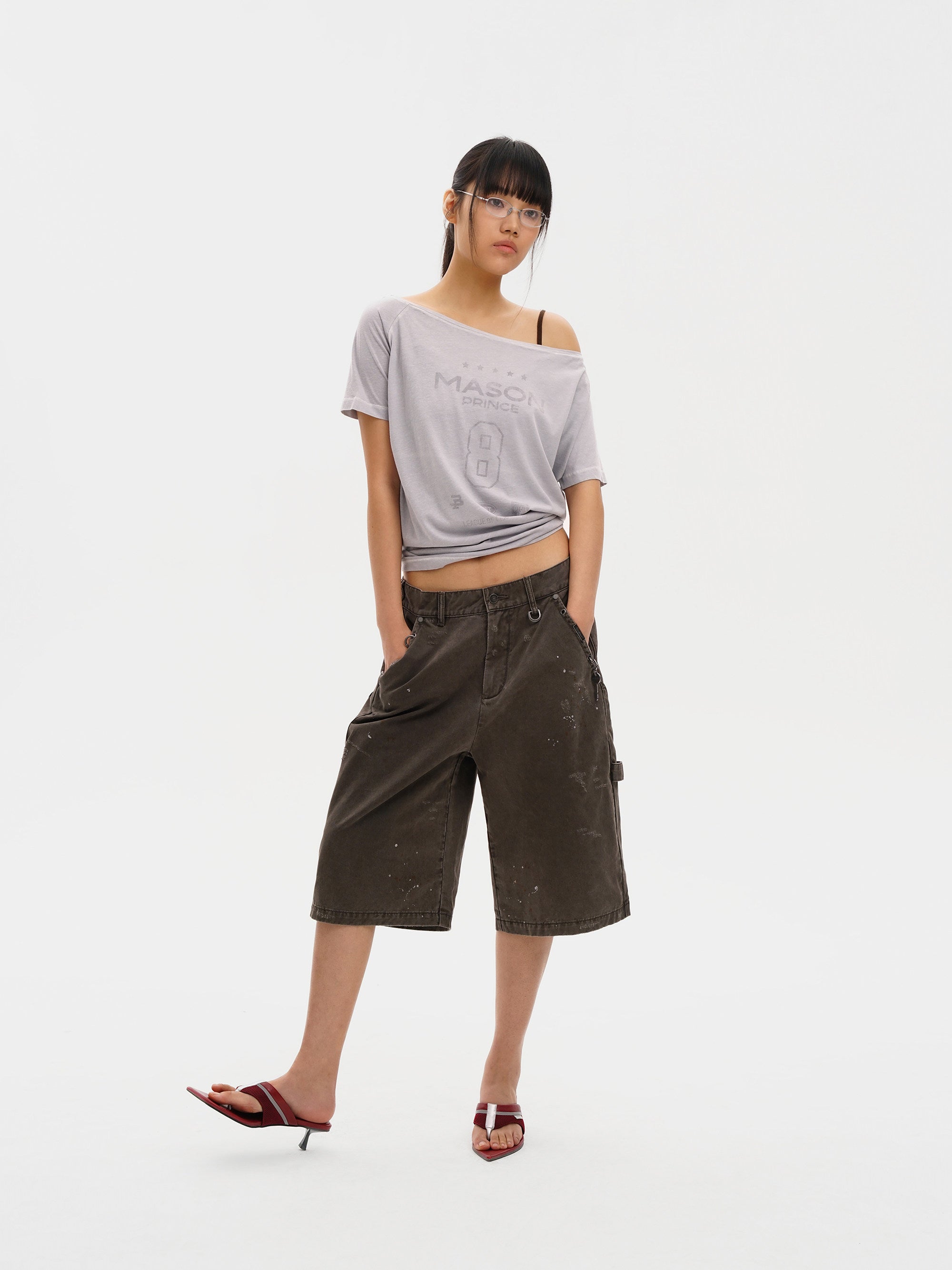 Masonprince  Dyed Printed Short-Sleeved T-Shirt (Double Version)