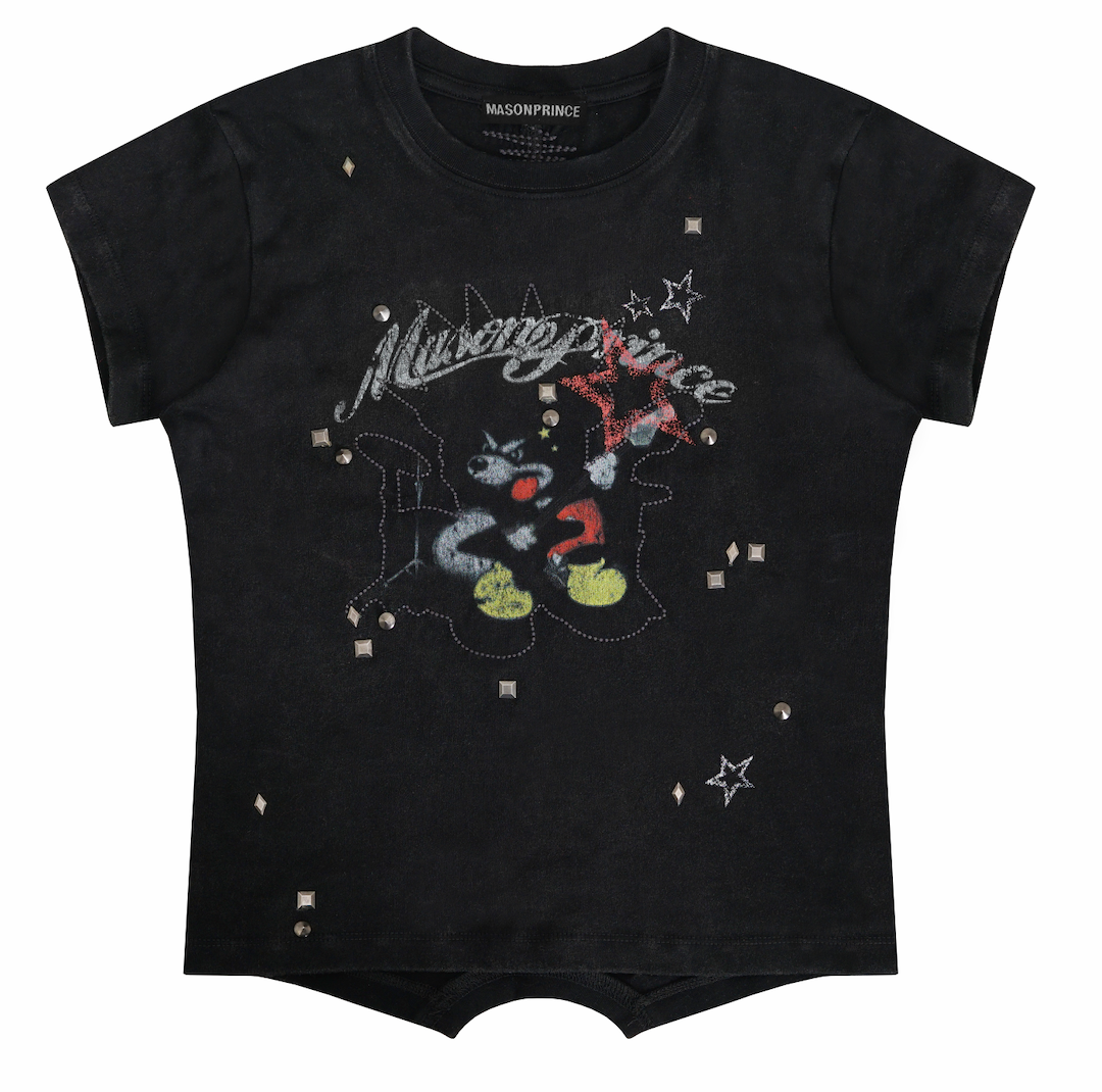 Masonprince  New Year Unfinished Parody Bear Double-Style Reversed Short-Sleeve T-Shirt