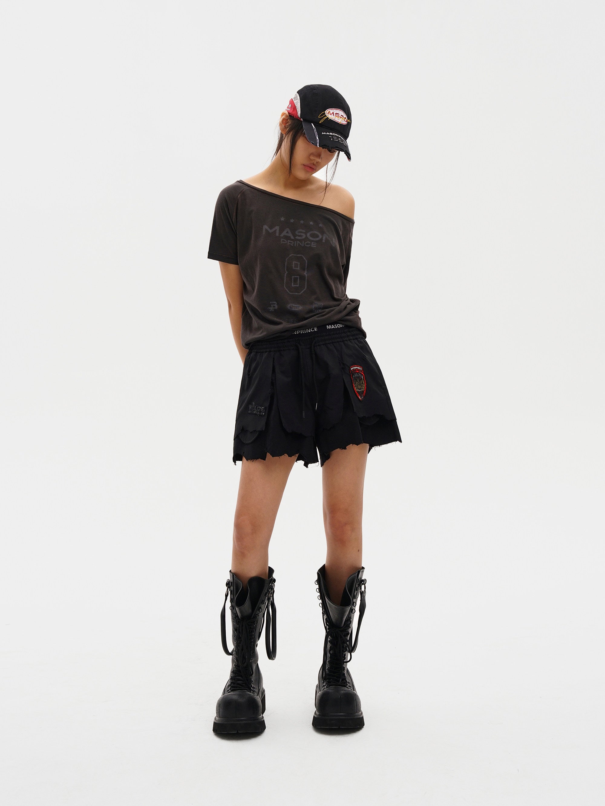 Masonprince  Dyed Printed Short-Sleeved T-Shirt (Double Version)