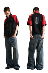 MASONPRINCE Retro Patchwork Print Color Block Tee