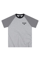 MEDM Stripe Raglan Embroidered Logo Loose T-shirt Men