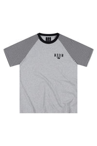 MEDM Stripe Raglan Embroidered Logo Loose T-shirt Men