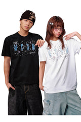 MEDM Angel Wreath Rhinestone Loose Couple T-Shirt