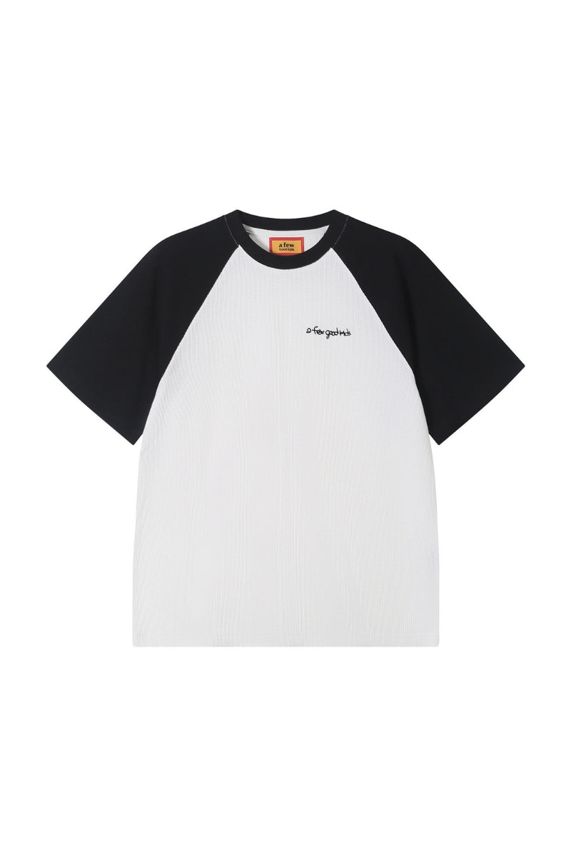 AFGK Waffle Raglan Tee American Campus Unisex Color Block Casual T-shirt