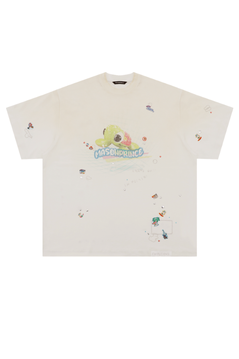 Masonprince Sticker Rhinestone Short-Sleeve T-Shirt