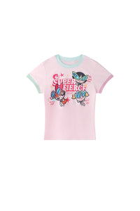 BJHG X Powerpuff Girls Women Fitted Short‑Sleeve T‑Shirt Summer Streetwear Top