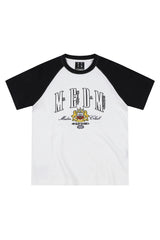 MEDM Waffle Raglan Sleeve Color Block Loose T-shirt Unisex