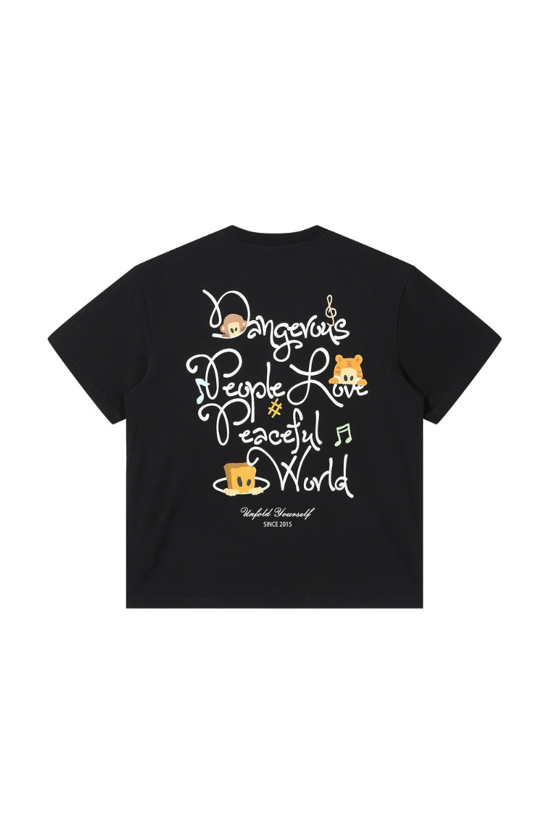 DangerousPeople DSP｜Fun Animal Paradise Graphic Oversized Drop‑Shoulder Quick‑Dry Lightweight T‑Shirt