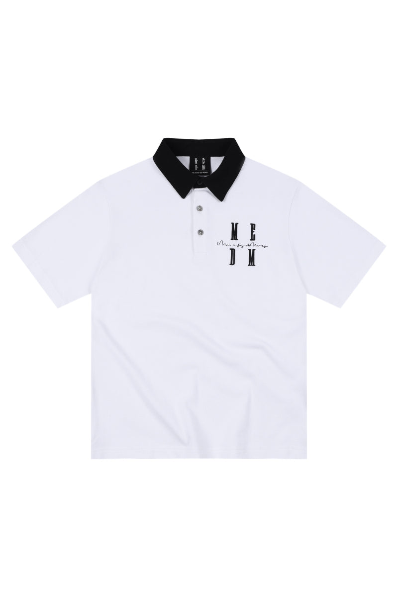 MEDM Color Block 3D Embroidered Men Polo T-Shirt