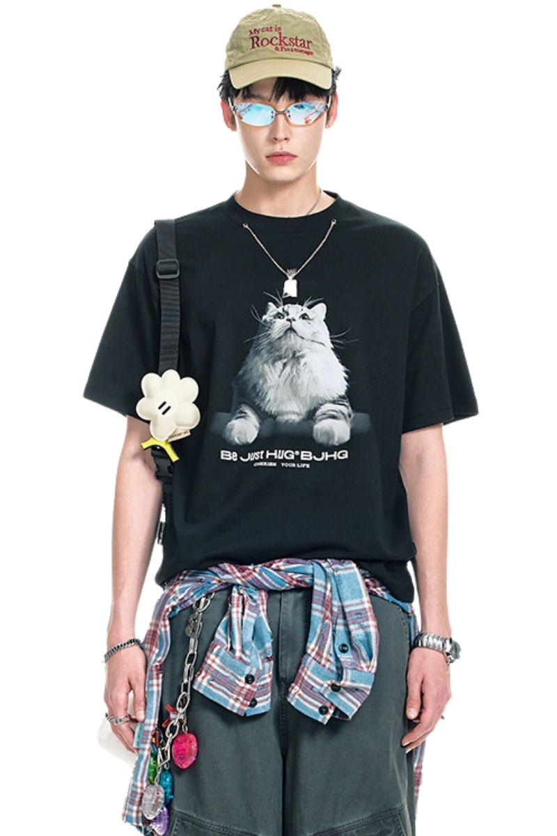 BJHG American Print True‑Shoulder Fitted Tee Women Summer Cool Quick‑Dry Streetwear Top