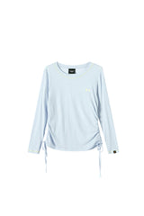 DangerousPeople DSP｜Stretchy Side Waist Drawstring Cover‑Up Color‑Block Lightweight Breathable Women's T‑Shirt
