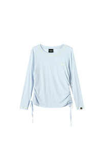 DangerousPeople DSP｜Stretchy Side Waist Drawstring Cover‑Up Color‑Block Lightweight Breathable Women's T‑Shirt