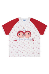 MEDM YUY Yu Small Cherry Raglan Allover Print Couple T-Shirt