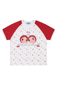 MEDM YUY Yu Small Cherry Raglan Allover Print Couple T-Shirt