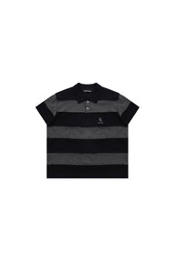 MASONPRINCE Premium 100% Cotton Black‑Grey Stripe Reissue Polo