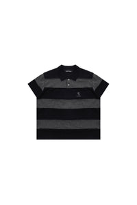 MASONPRINCE Premium 100% Cotton Black‑Grey Stripe Reissue Polo