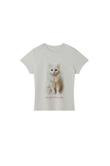 BJHG Women Cat Print Slim T-shirt Summer American Short Sleeve Top