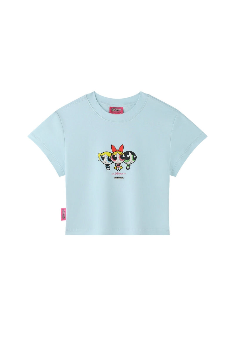 BJHG × The Powerpuff Girls Women Slim‑Fit Graphic‑Print Short‑Sleeve Tee
